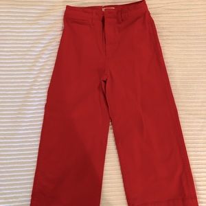 Madewell Size 28 Red Emmett Wide Leg Crop Pants